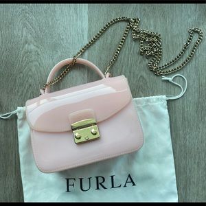Furla Jelly Candy Bag Pastel Pink with gold chain
